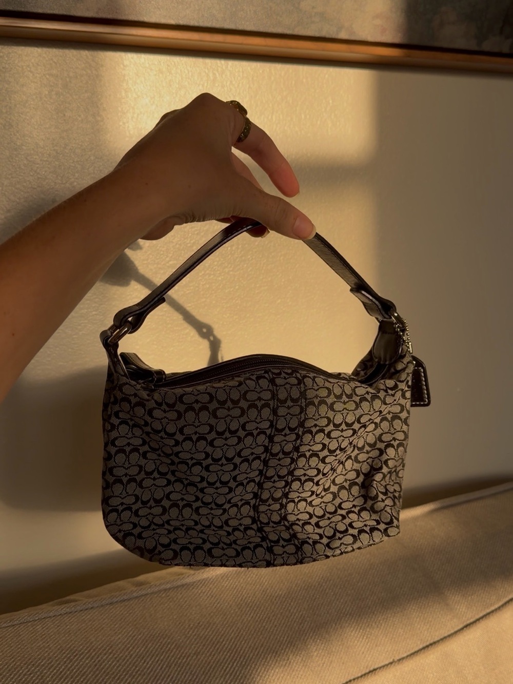vintage Y2K Coach Soho mini signature monogram canvas top-handle pouch